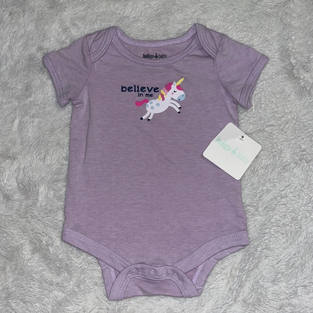 BNWT purple indigo unicorn bodysuit 🦄 3-6 months